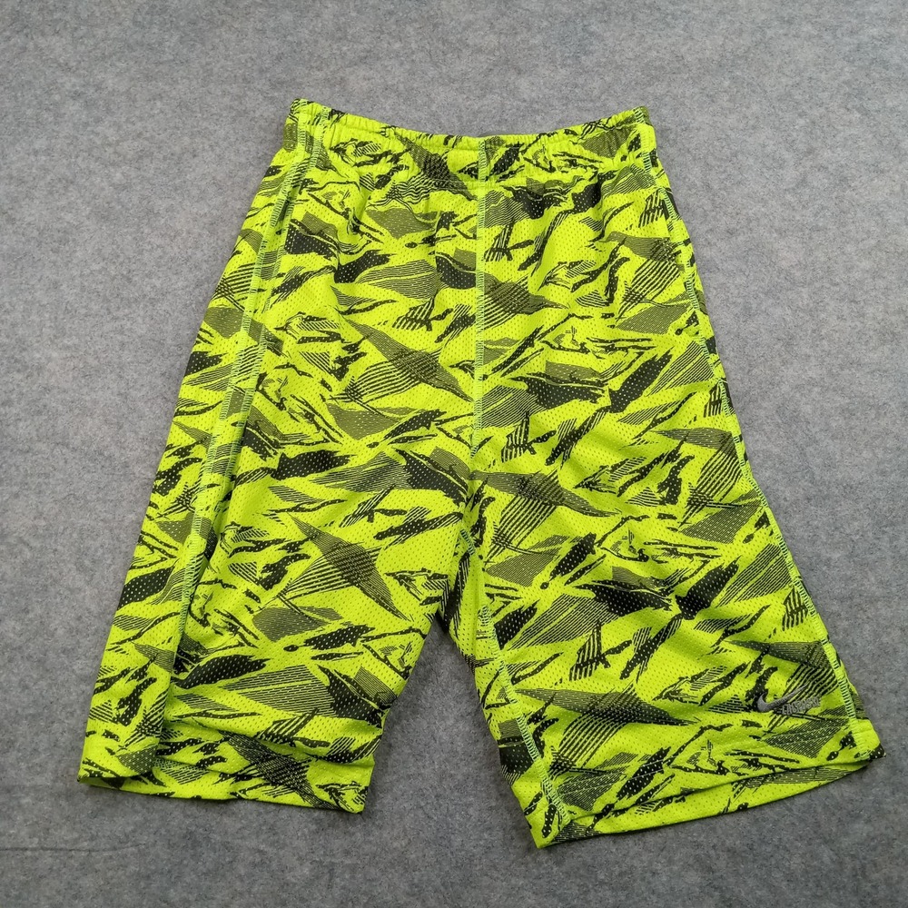 Nike Shorts Youth XL Neon Yellow Black Dri-FIT Lacrosse Mesh Athletic Training